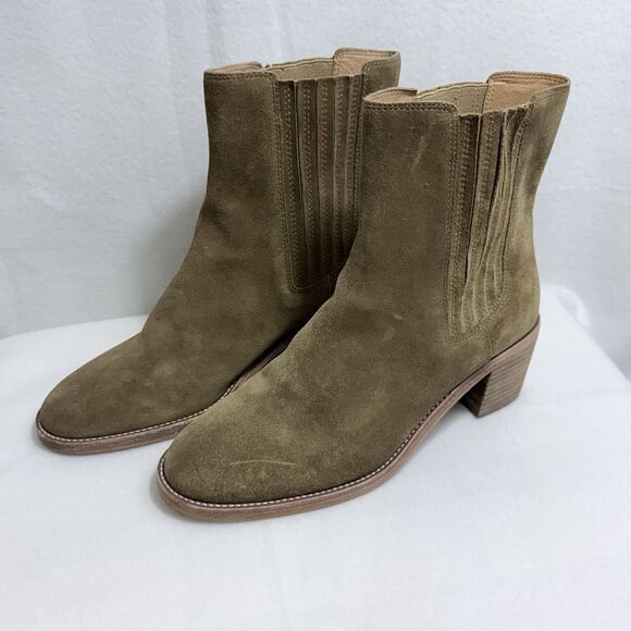 Madewell Shoes - Madewell Autumn Chelsea High Ankle Boots Brown Suede Block Heel Women’s 10